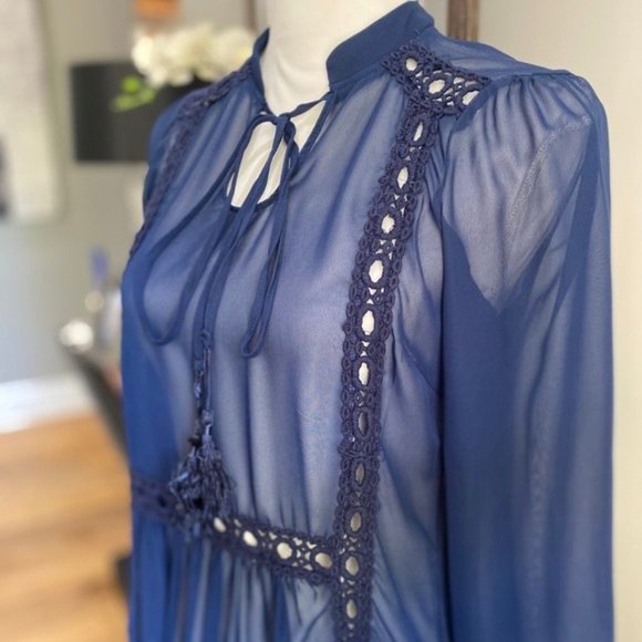 Romeo & Juliet Sheer Tunic Dress/Cover-Up Navy XS - Picture 5 of 9